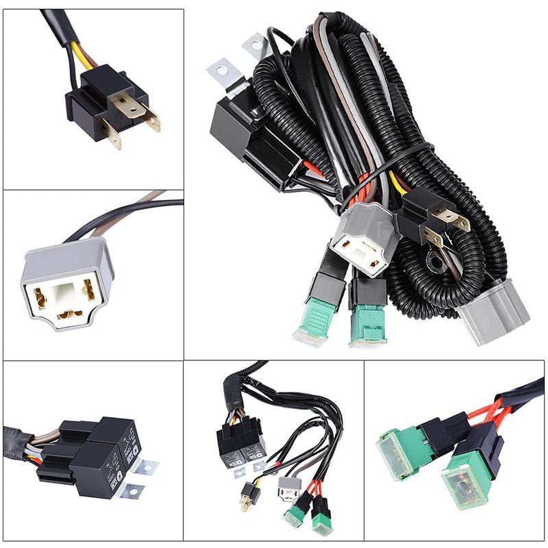 Anxingo Dual High Low Beam Headlight Relay Wiring Harness H4 9003 with High Heat Ceramic Plugs - Image 2